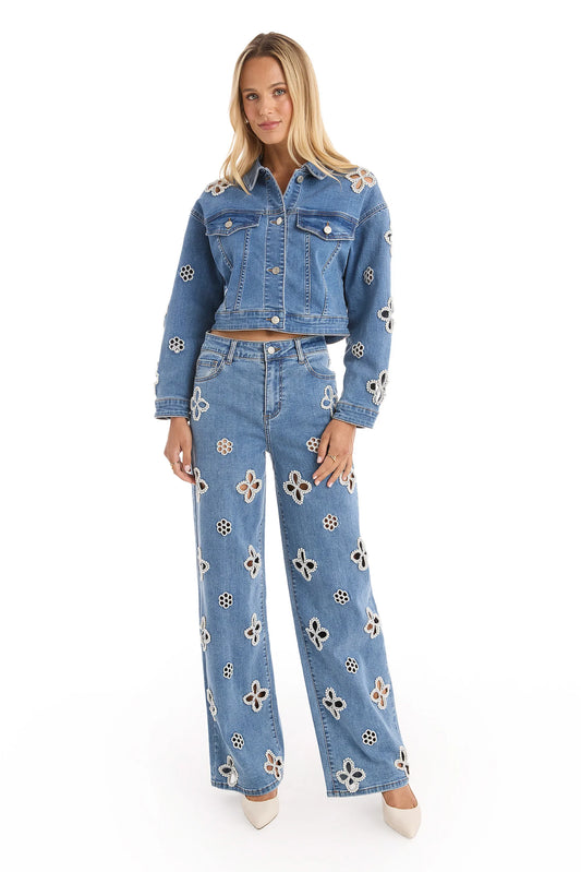 Kaia Pearl High Rise Jean - Medium Blue