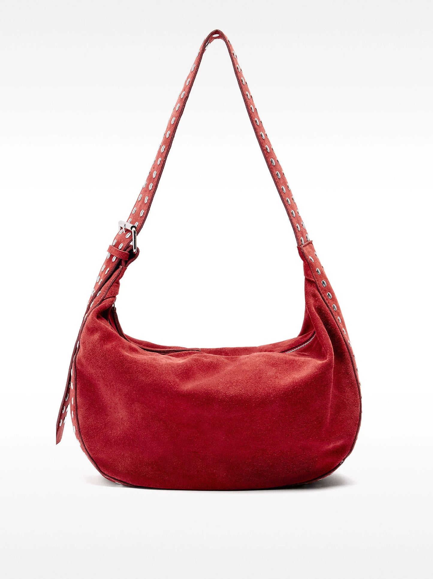 Leather shoulder bag with studs