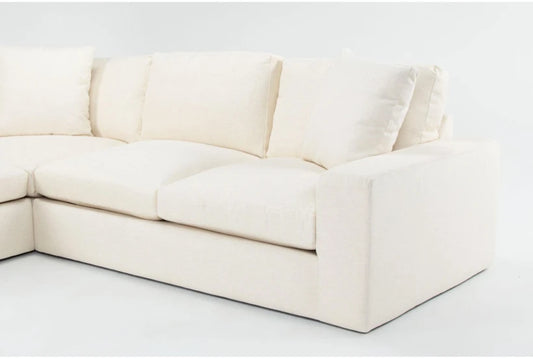 Dream Crypton 125" Ivory Beige High Performance Fabric 3 Piece Sectional With Right Arm Facing Loveseat | Reversible