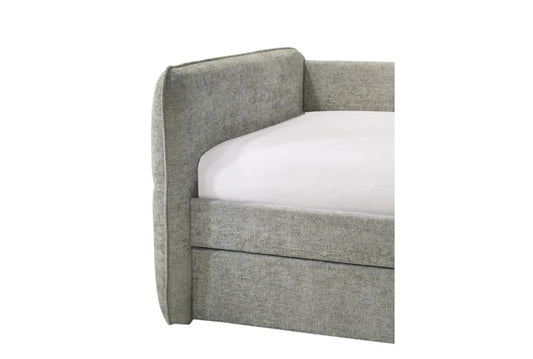 Evie Pewter Grey Twin Upholstered Daybed With Pull-Out Twin Trundle