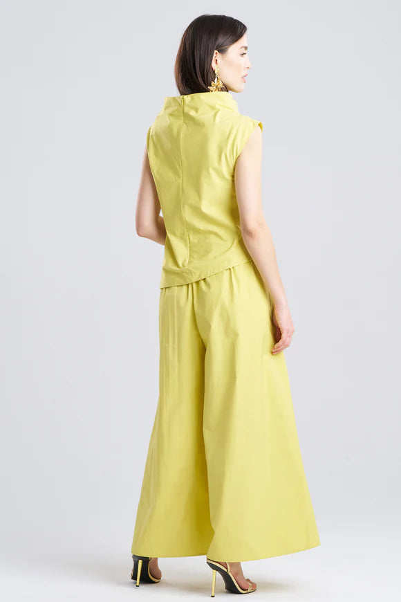 Tech Cotton Taffeta Asymmetric Funnel Neck Top