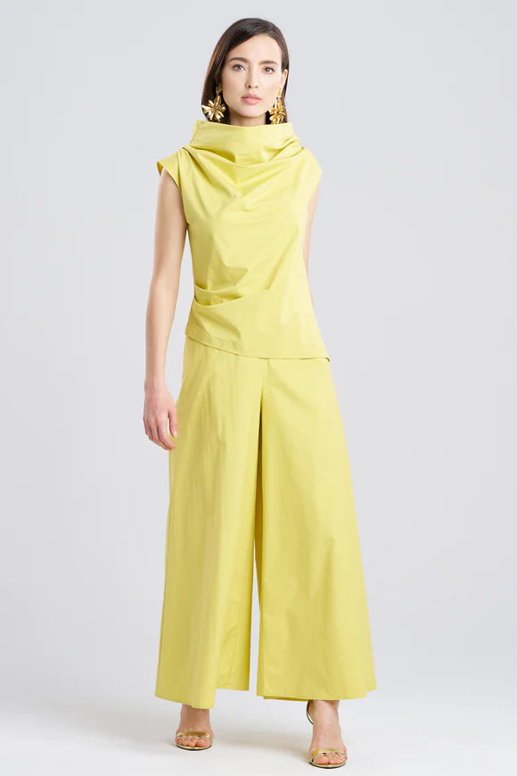 Tech Cotton Taffeta Asymmetric Funnel Neck Top