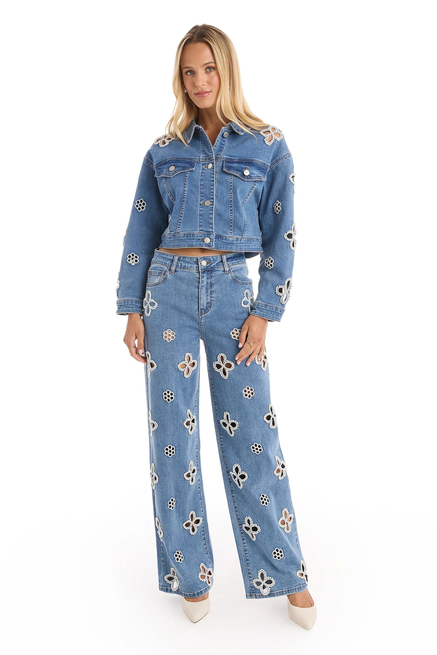 Kaia Pearl High Rise Jean - Medium Blue