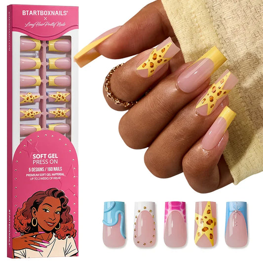 Star Bloom Long Square - Soft Gel Press On