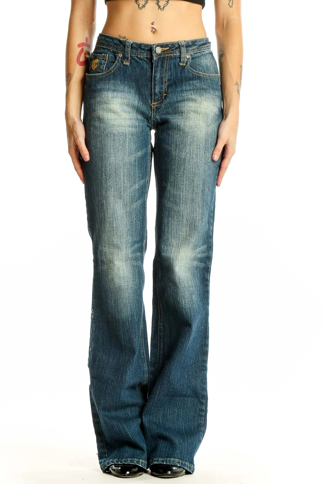 Rocawear Blue Distressed Wide-Leg Denim Jeans