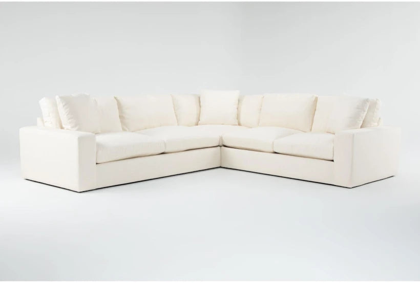 Dream Crypton 125" Ivory Beige High Performance Fabric 3 Piece Sectional With Right Arm Facing Loveseat | Reversible