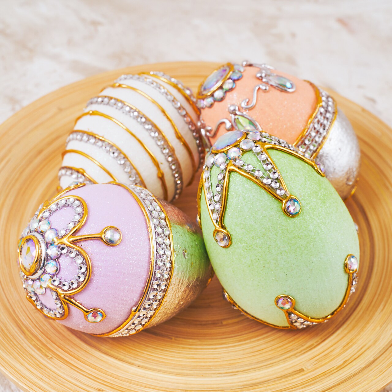 Easter Decorations - Easter Egg Capiz Jeweled Egg Set