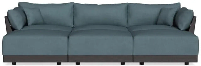 Modular Bondi Black 3-Seater Daybed Sofa Sectional in Slate Blue | Classic Blend