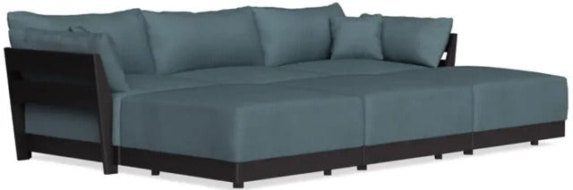 Modular Bondi Black 3-Seater Daybed Sofa Sectional in Slate Blue | Classic Blend