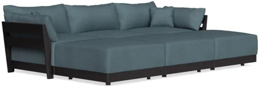 Modular Bondi Black 3-Seater Daybed Sofa Sectional in Slate Blue | Classic Blend
