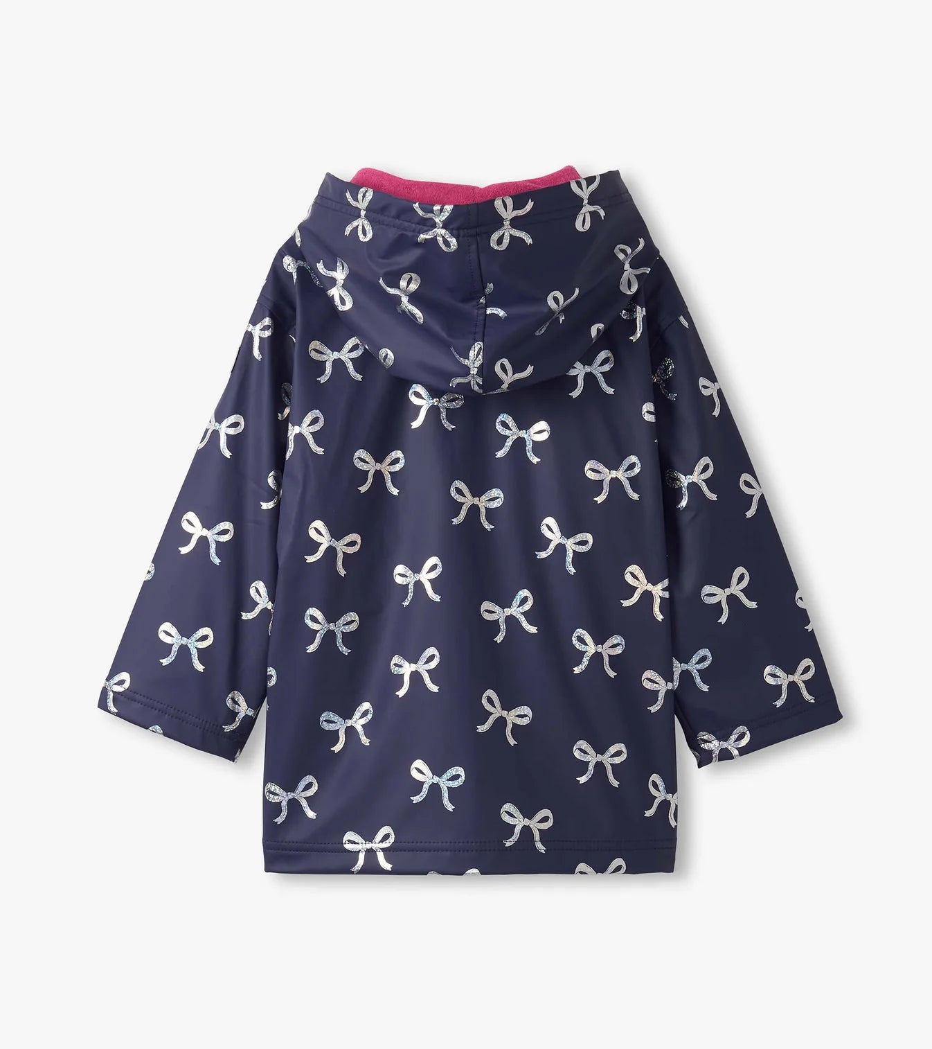 Girls Silver Ribbon Zip-Up Rain Jacket