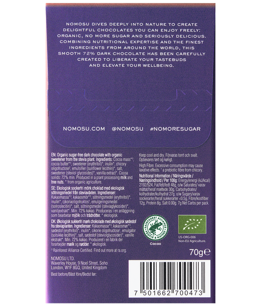 Organic 72% dark chocolate