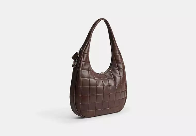 Alter/Ego Large Crescent Shoulder Bag In Checkerboard Upcrafted Leather