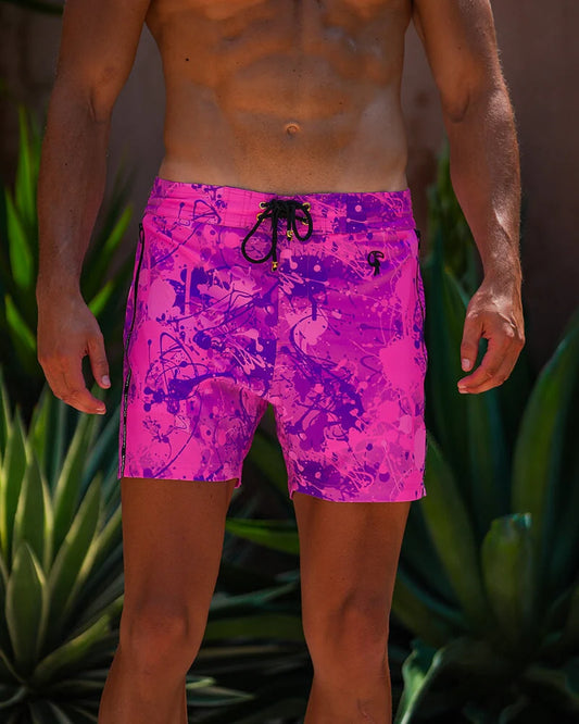 Splatter Swim Shorts Purple - 5"