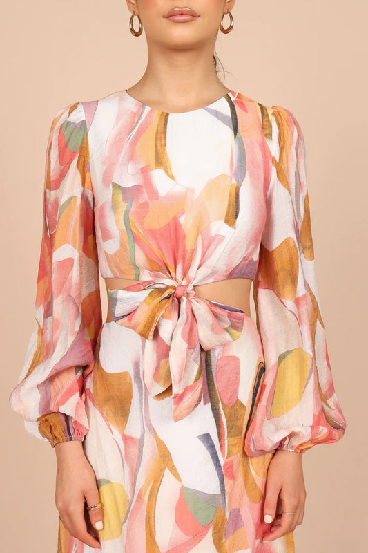 LAQUIN LONG SLEEVE MAXI DRESS - PINK